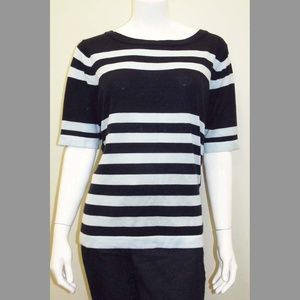 Navy & Light Blue Striped Short Sleeved Sweater XL